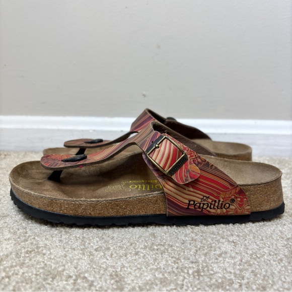 Birkenstock Papillio Gizeh Red Purple Geometric Print Sandal Size 38 Regular - Picture 12 of 12